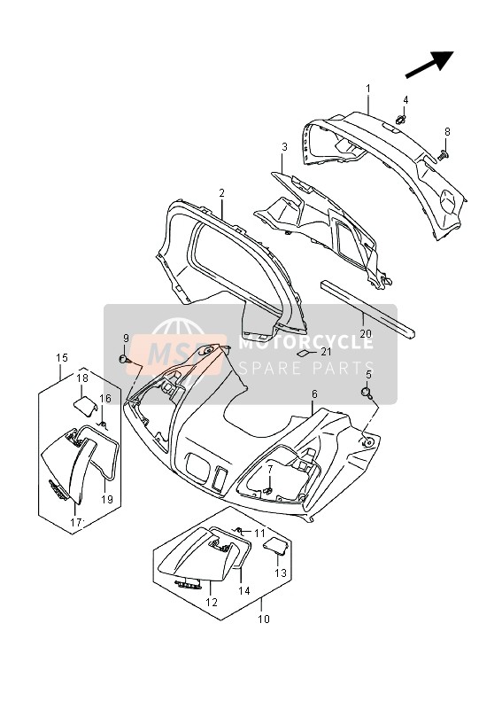 Suzuki AN650Z BURGMAN EXECUTIVE 2015 Metro Panel (AN650Z) para un 2015 Suzuki AN650Z BURGMAN EXECUTIVE